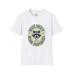 Resist Society Become Ungovernable Funny Raccoon T-shirt | Rebellious Raccoon Design | Cool, Bold Protest Shirt | Unique Graphic Tee